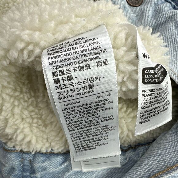 Vintage Levi's Sherpa Denim Jacket Trucker Size Large Red Tab - Picture 8 of 11